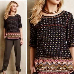Anthropologie Holding Horses Shirt, Embroidery Size 8